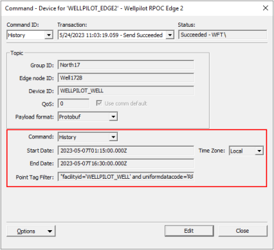 Command-Type Data Group - History Command